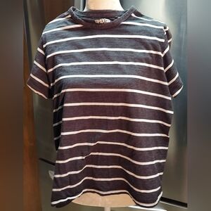 Womans Plus Size Top Shirt Short Sleeve Gray and White
